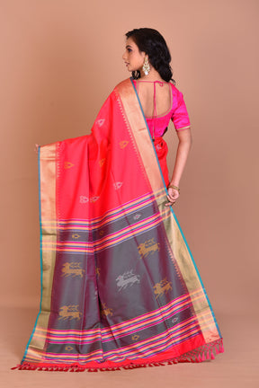 Deep Pink Blended Silk Saree with Blouse Piece - Keya Seth Exclusive