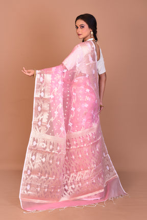 Pink Blended Organza Saree with Blouse Piece - Keya Seth Exclusive