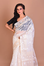 Load image into Gallery viewer, White Blended Organza Saree with Blouse Piece - Keya Seth Exclusive
