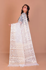 Load image into Gallery viewer, White Blended Organza Saree with Blouse Piece - Keya Seth Exclusive
