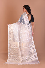 Load image into Gallery viewer, White Blended Organza Saree with Blouse Piece - Keya Seth Exclusive
