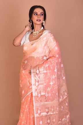 Peach Blended Organza Saree with Blouse Piece - Keya Seth Exclusive