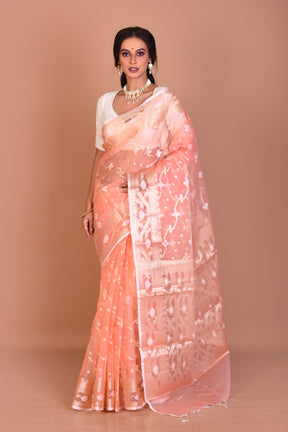 Peach Blended Organza Saree with Blouse Piece - Keya Seth Exclusive