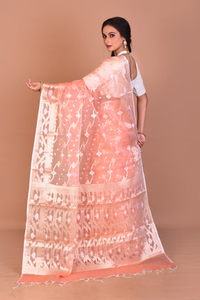 Peach Blended Organza Saree with Blouse Piece - Keya Seth Exclusive