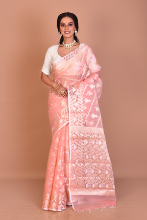 Peach Blended Organza Saree with Blouse Piece - Keya Seth Exclusive