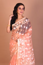 Load image into Gallery viewer, Peach Blended Organza Saree with Blouse Piece - Keya Seth Exclusive
