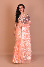 Load image into Gallery viewer, Peach Blended Organza Saree with Blouse Piece - Keya Seth Exclusive
