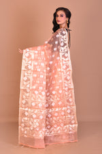 Load image into Gallery viewer, Peach Blended Organza Saree with Blouse Piece - Keya Seth Exclusive
