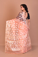 Load image into Gallery viewer, Peach Blended Organza Saree with Blouse Piece - Keya Seth Exclusive
