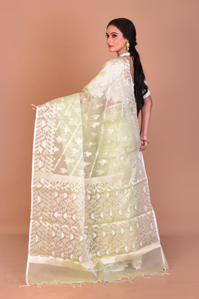 Pastel Green Blended Organza Saree with Blouse Piece - Keya Seth Exclusive