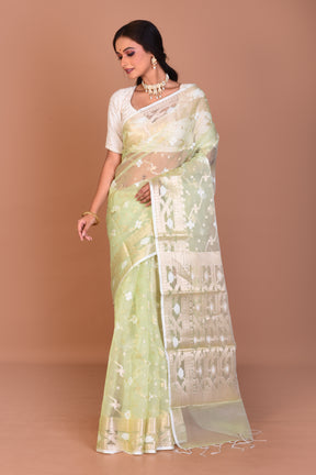 Mint Green Blended Organza Saree with Blouse Piece - Keya Seth Exclusive