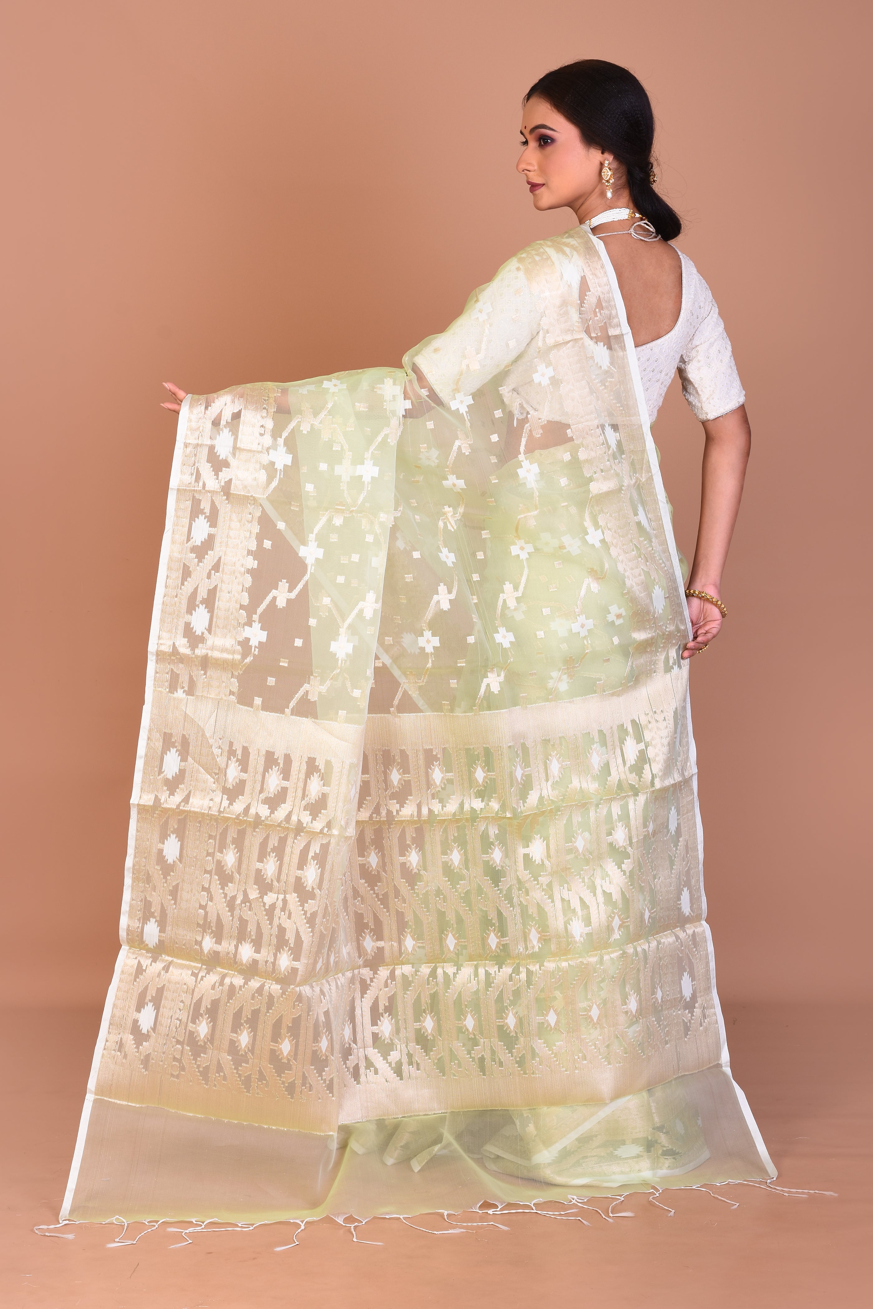 Mint Green Blended Organza Saree with Blouse Piece - Keya Seth Exclusive