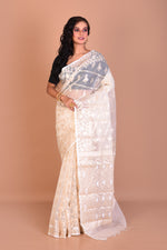 Load image into Gallery viewer, Off-white Blended Organza Saree with Blouse Piece - Keya Seth Exclusive
