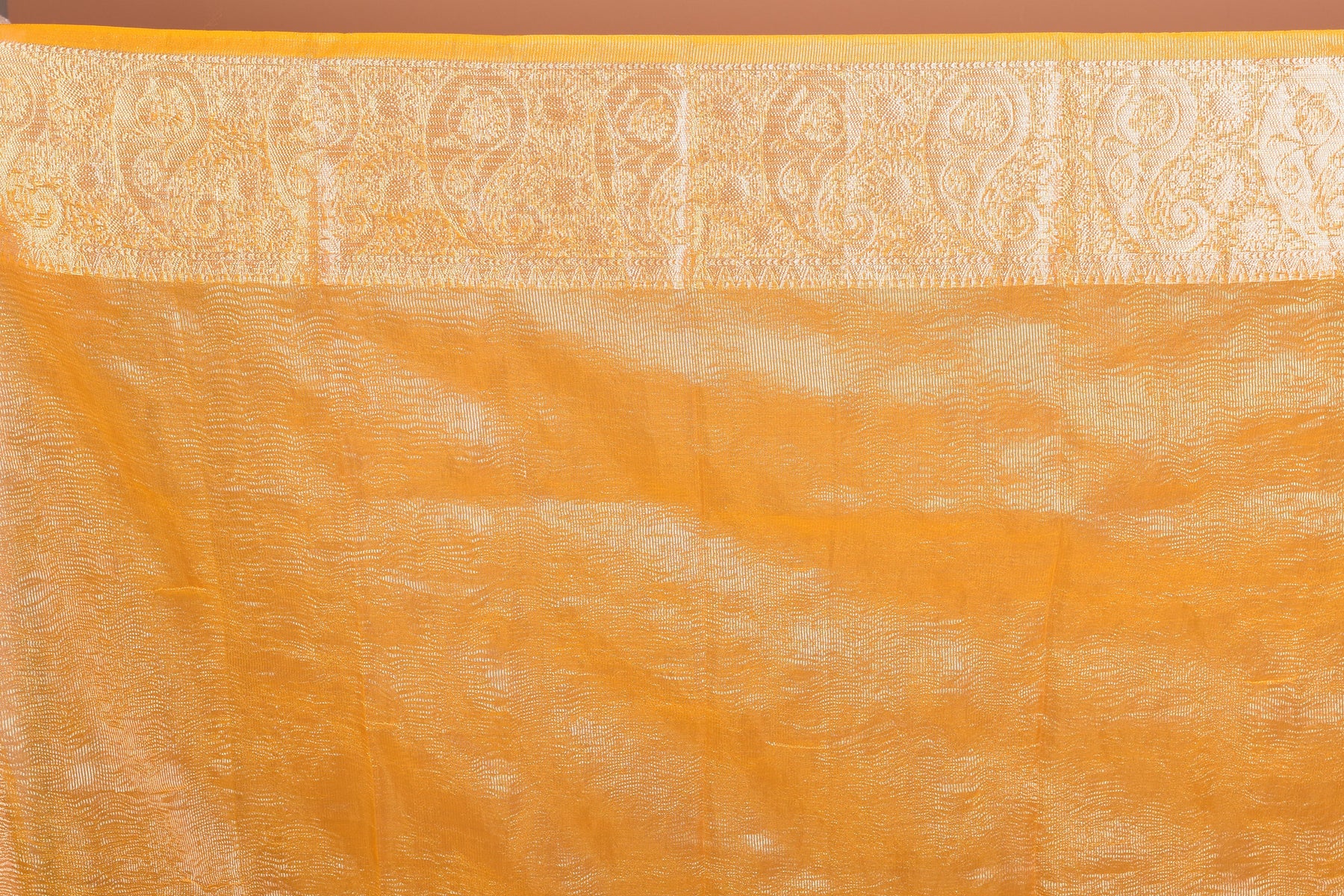 Yellow and Golden Fancy Blended Tissue Saree with Blouse Piece - Keya Seth Exclusive