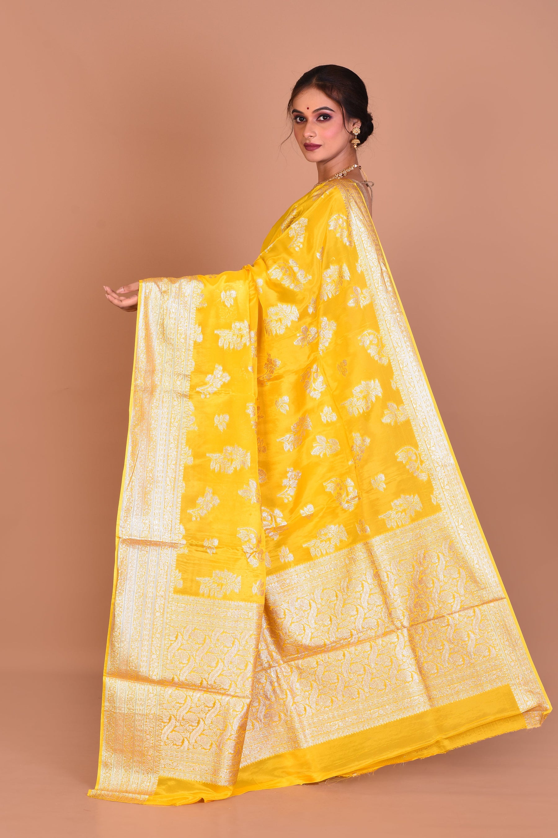 Yellow Georgette Saree with Blouse Piece - Keya Seth Exclusive