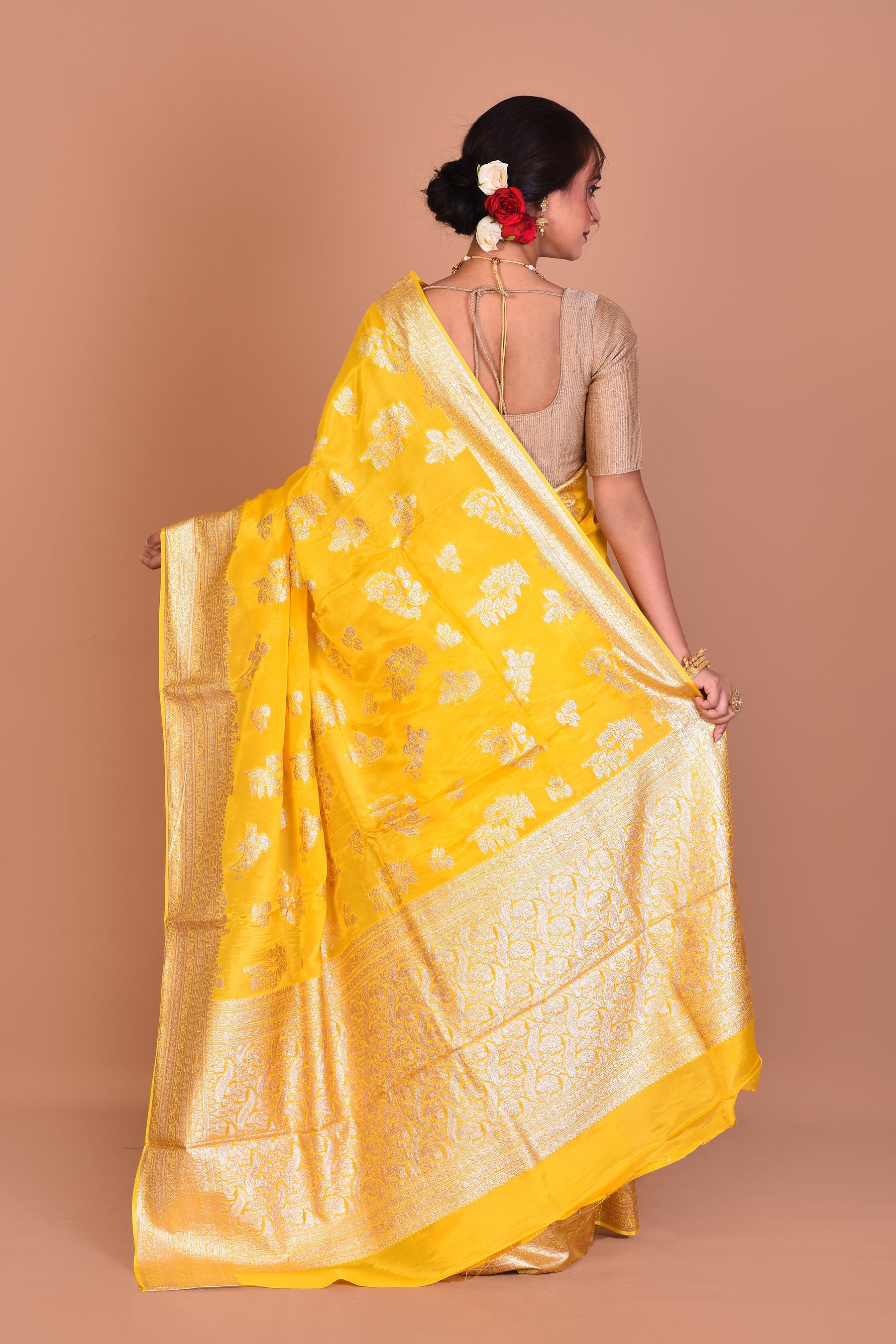 Yellow Georgette Saree with Blouse Piece - Keya Seth Exclusive