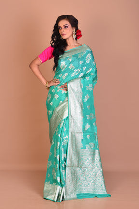 Sea Green Georgette Saree with Blouse Piece - Keya Seth Exclusive