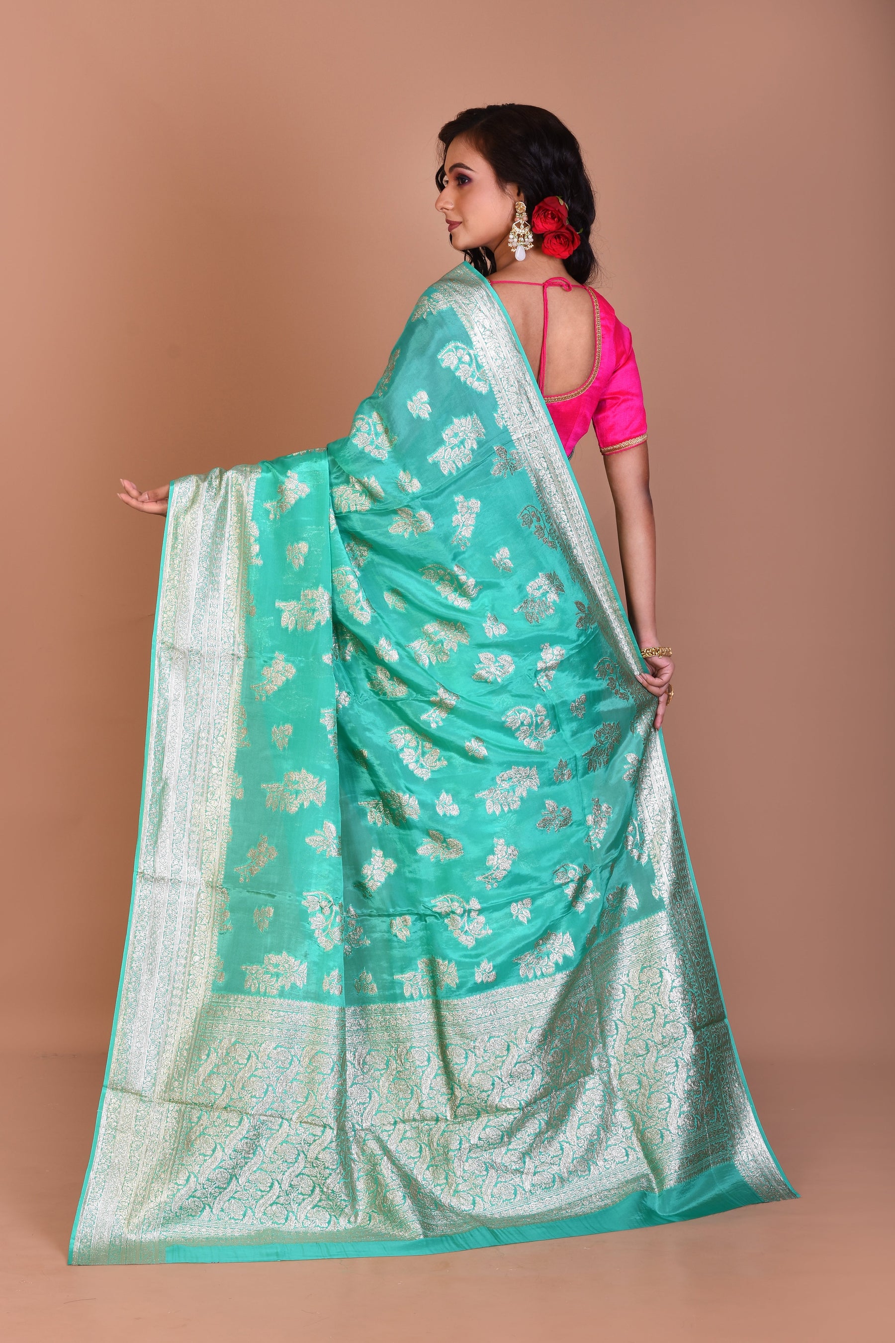 Sea Green Georgette Saree with Blouse Piece - Keya Seth Exclusive