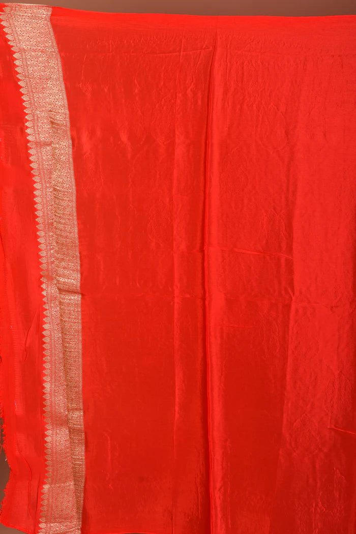 Red Fancy Khaddi Saree with Blouse Piece - Keya Seth Exclusive