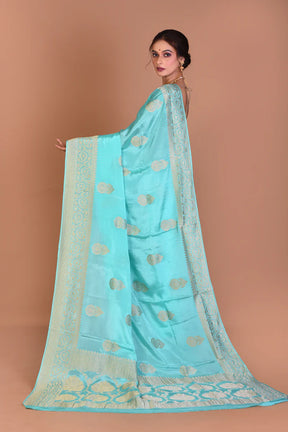 Sea Green Fancy Khaddi Saree with Blouse Piece - Keya Seth Exclusive