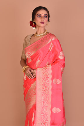 Pink Fancy Khaddi Saree with Blouse Piece - Keya Seth Exclusive