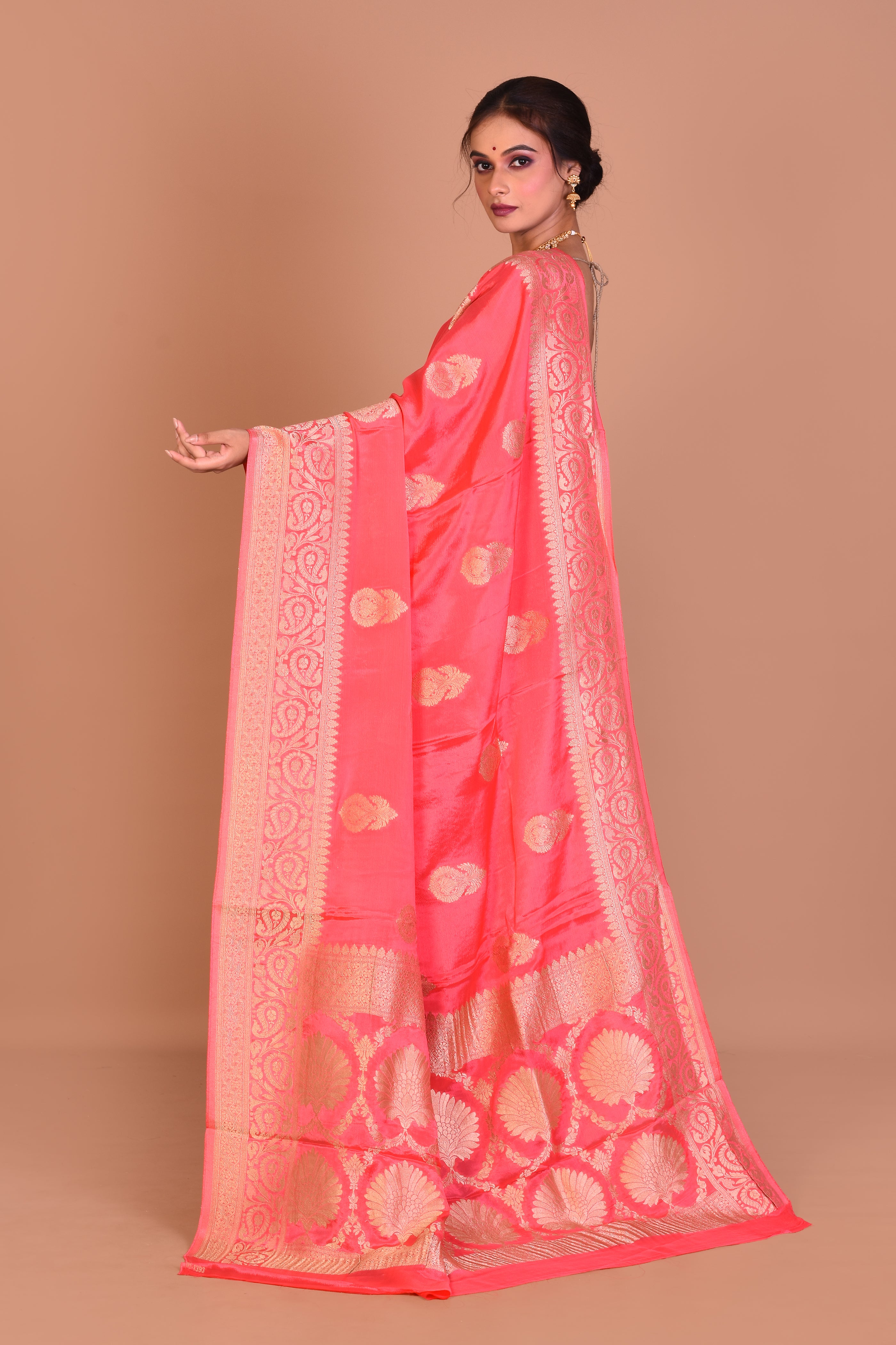 Pink Fancy Khaddi Saree with Blouse Piece - Keya Seth Exclusive