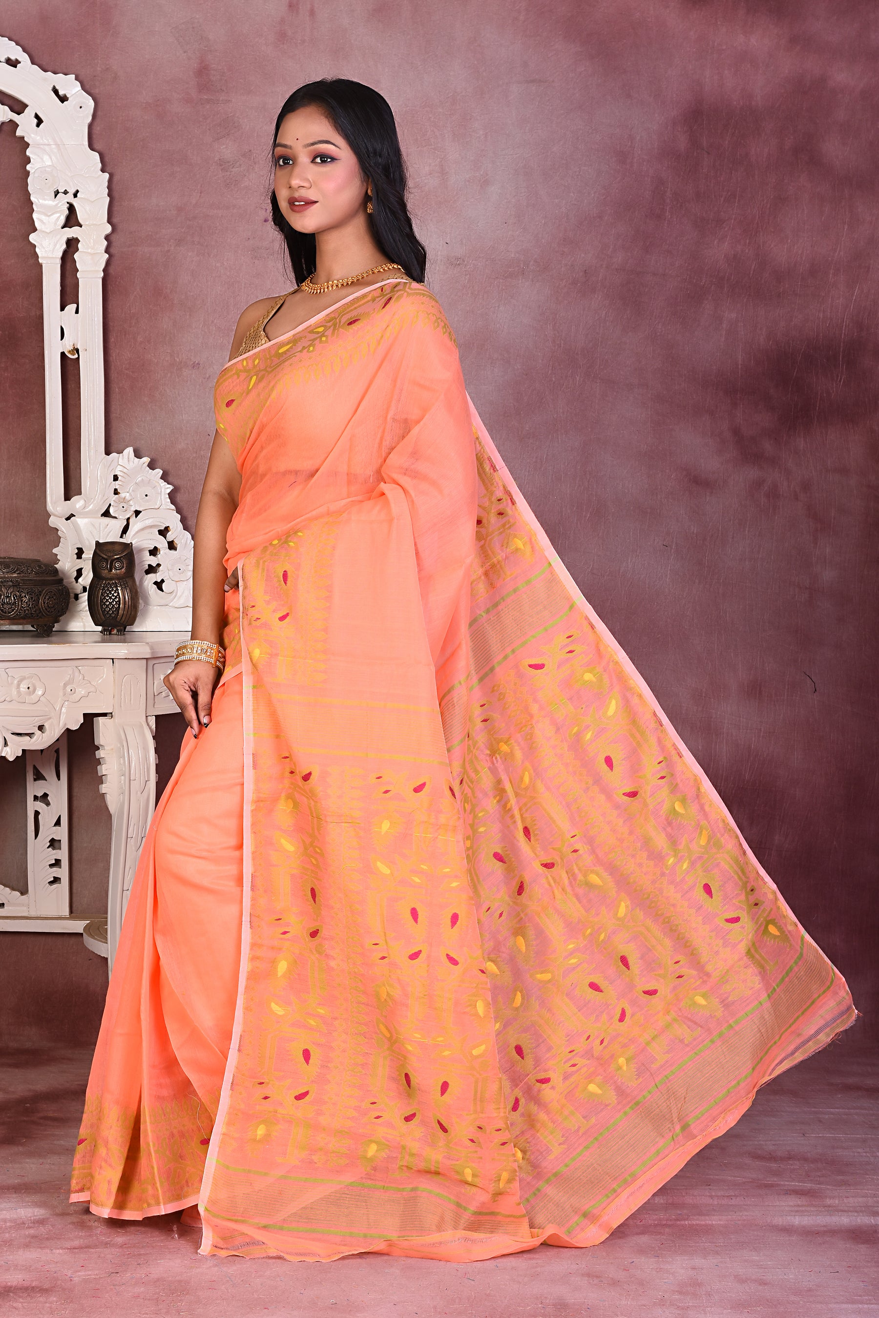 Beautiful Orange Jamdani Saree - Keya Seth Exclusive