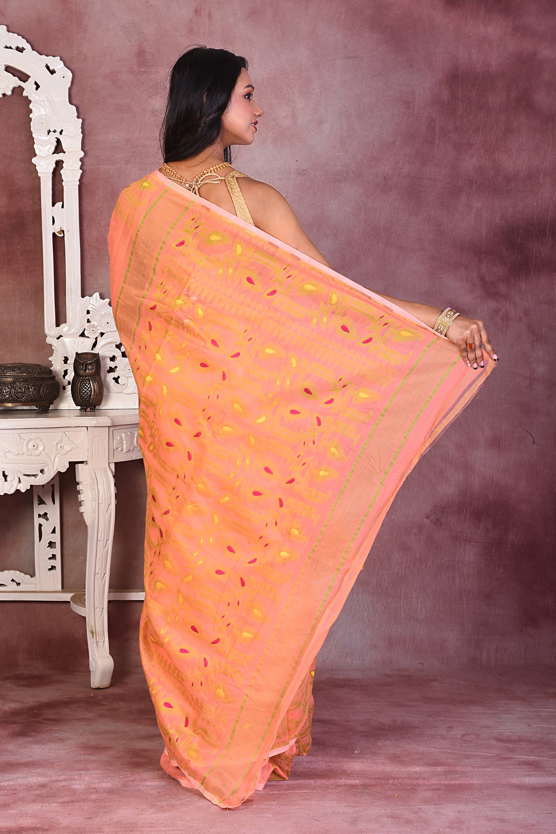 Beautiful Orange Jamdani Saree - Keya Seth Exclusive