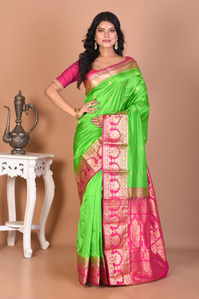 Gorgeous Bright Green Kanjivaram Saree - Keya Seth Exclusive