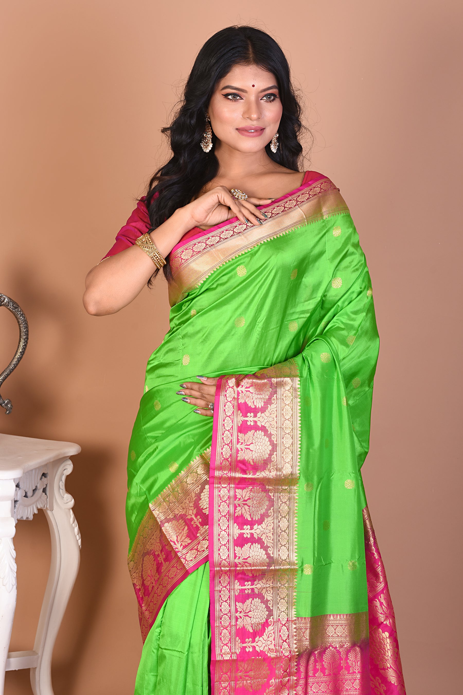 Gorgeous Bright Green Kanjivaram Saree - Keya Seth Exclusive