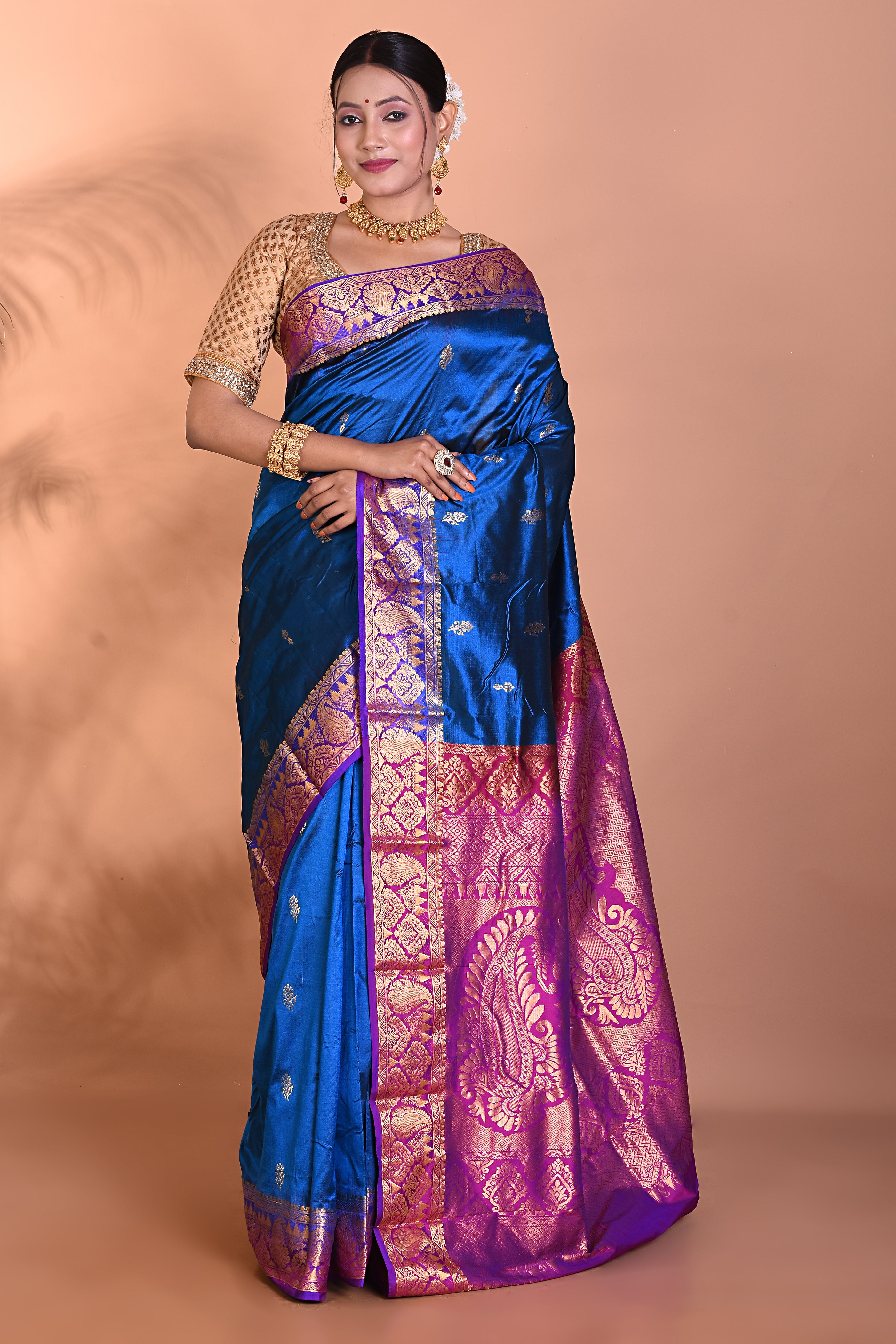 Beautiful Blue Kanjivaram Saree - Keya Seth Exclusive