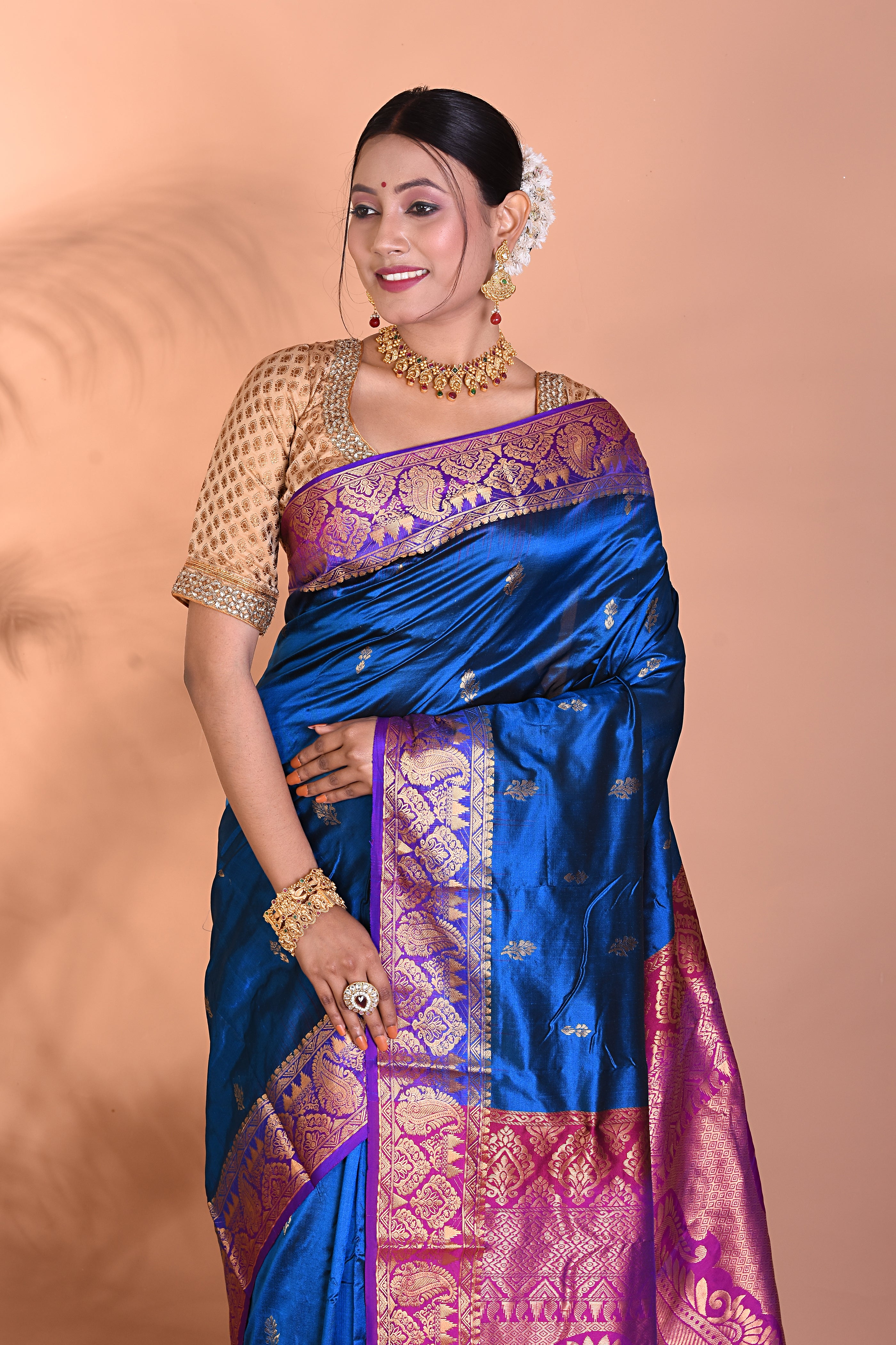 Beautiful Blue Kanjivaram Saree - Keya Seth Exclusive