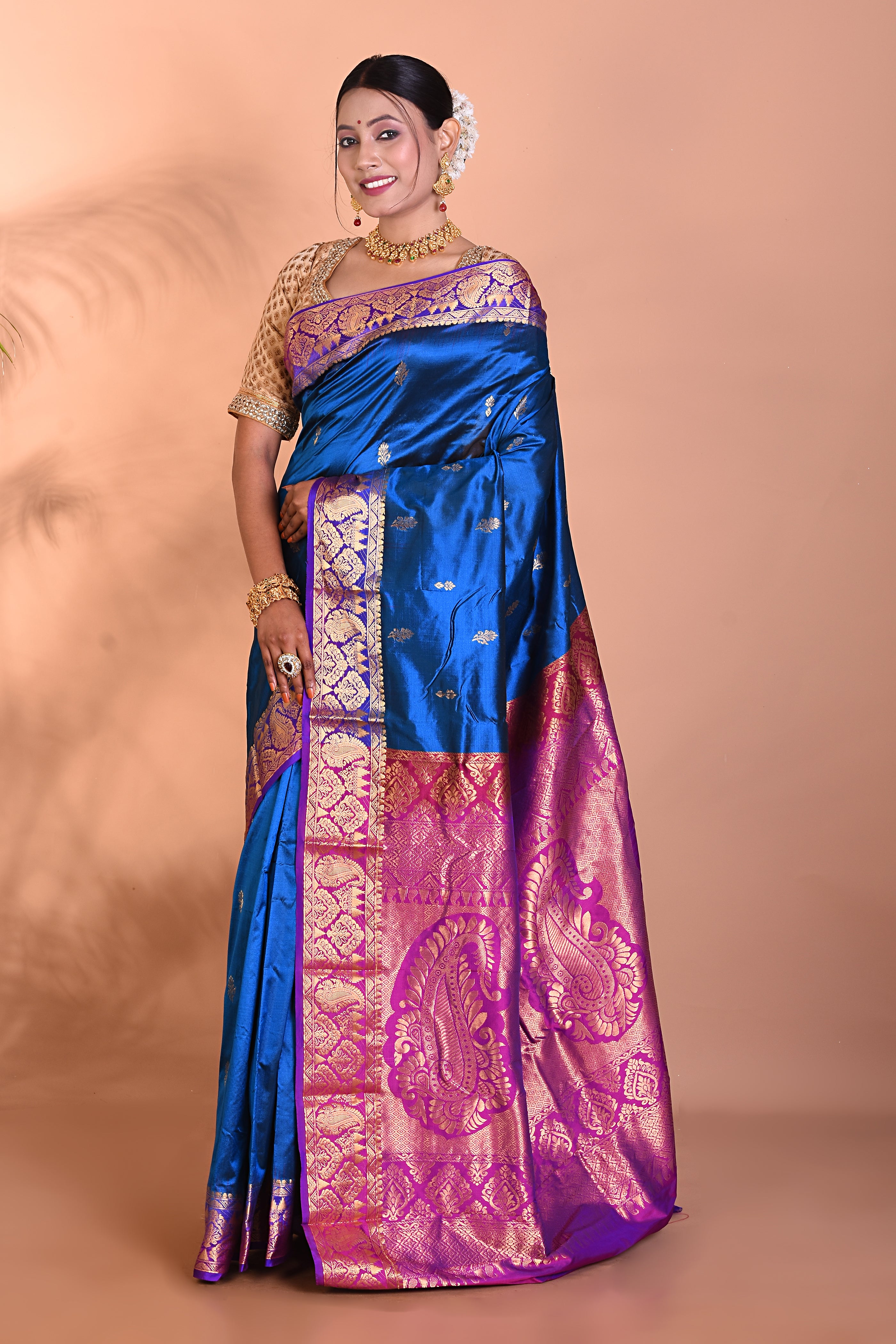 Beautiful Blue Kanjivaram Saree - Keya Seth Exclusive