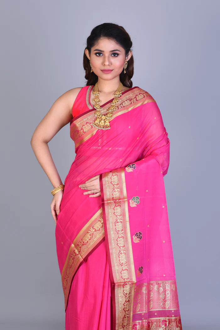 Pink Pattu Silk Saree with Blouse Piece - Keya Seth Exclusive