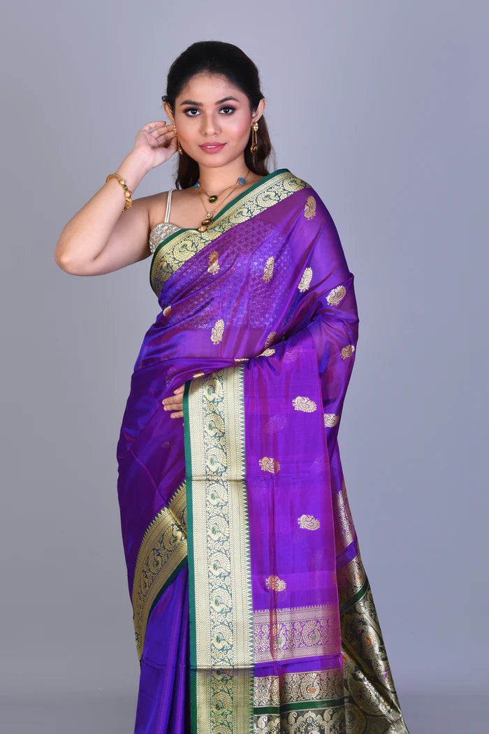 Purple Pattu Silk Saree with Blouse Piece - Keya Seth Exclusive