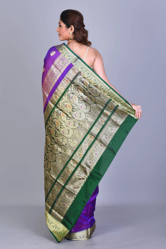 Purple Pattu Silk Saree with Blouse Piece - Keya Seth Exclusive