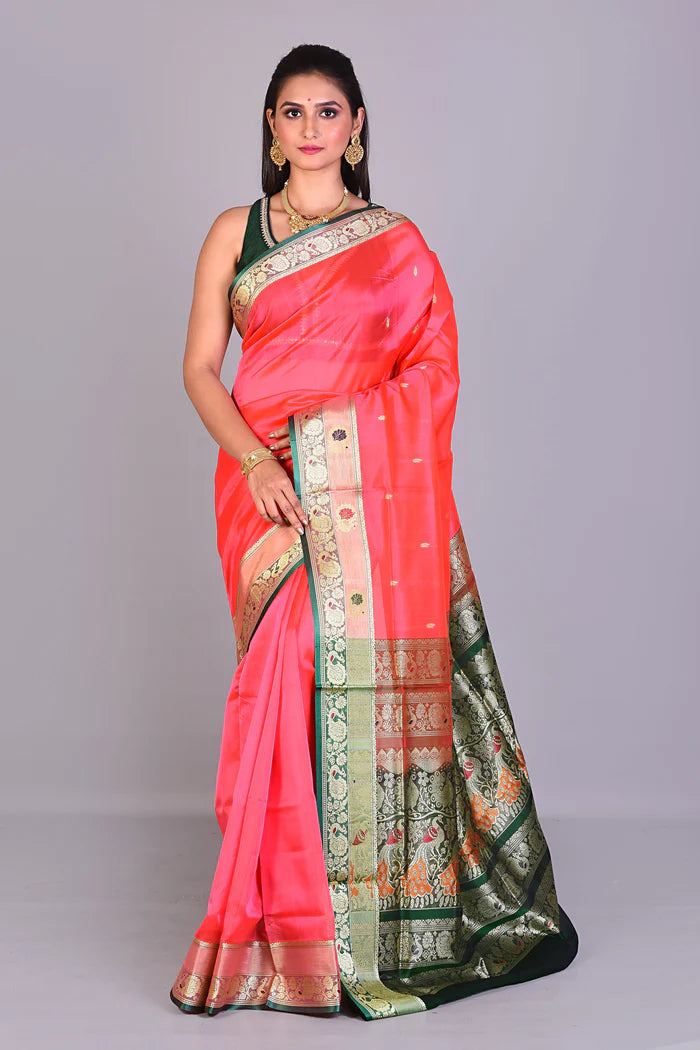 Pink Pattu Silk Saree with Blouse Piece - Keya Seth Exclusive