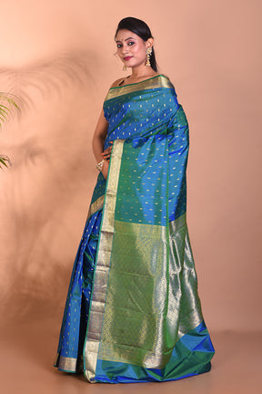 Elegant Blue Dual Tone Pure Kanjivaram Saree - Keya Seth Exclusive