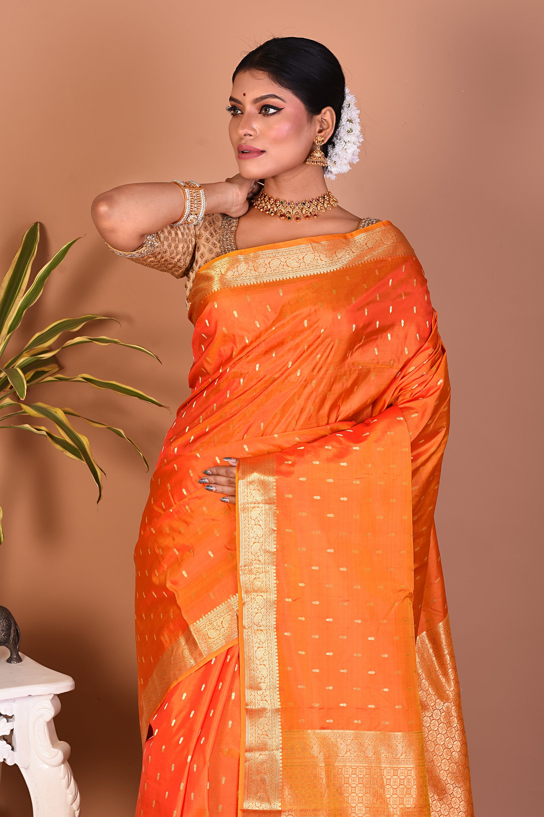 Gorgeous Orange Kanjivaram Saree - Keya Seth Exclusive