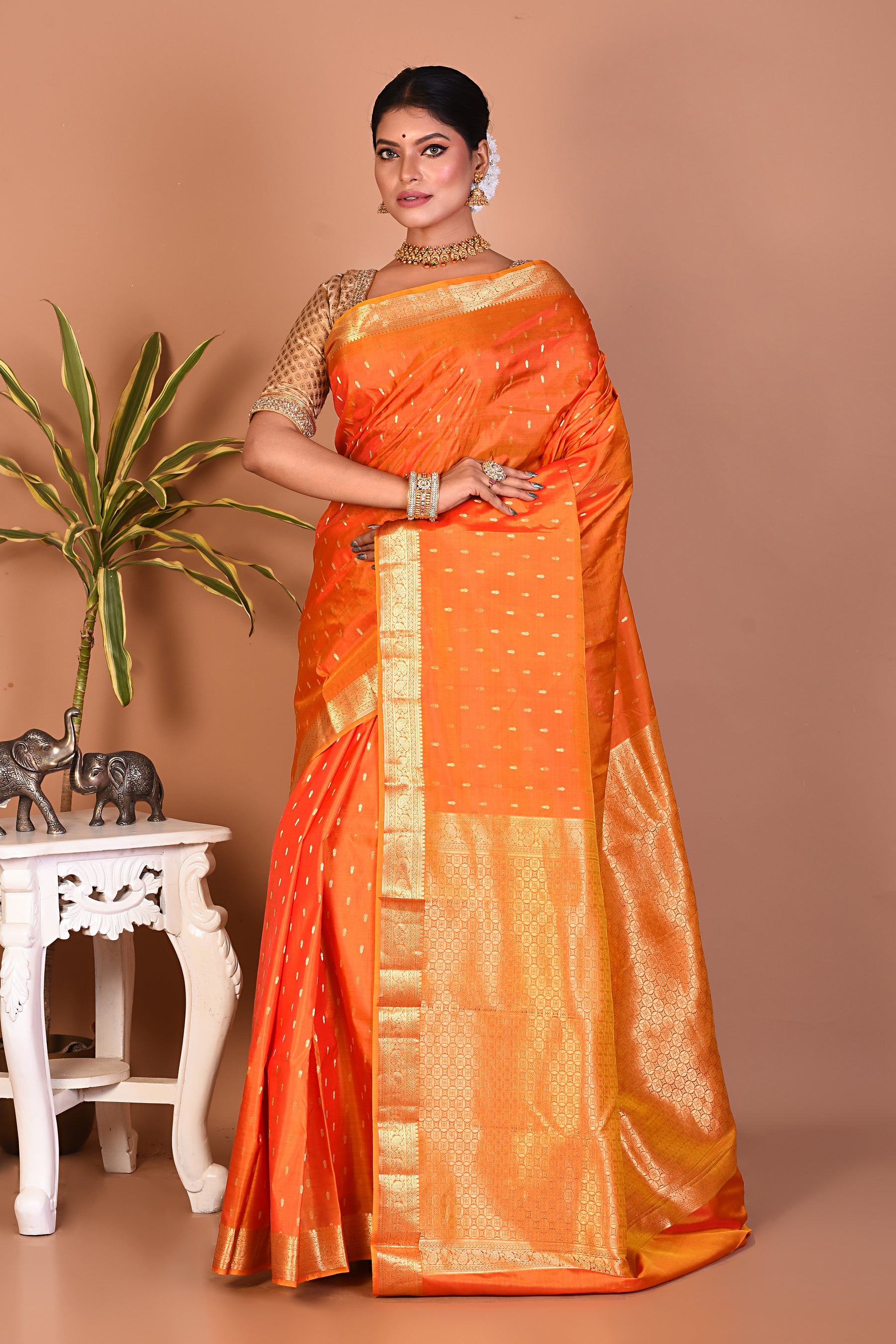 Gorgeous Orange Kanjivaram Saree - Keya Seth Exclusive