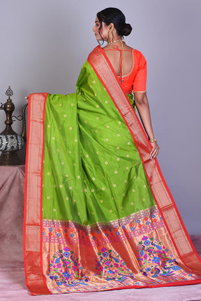 Green Blended Paithani Saree with Zari Work - Keya Seth Exclusive