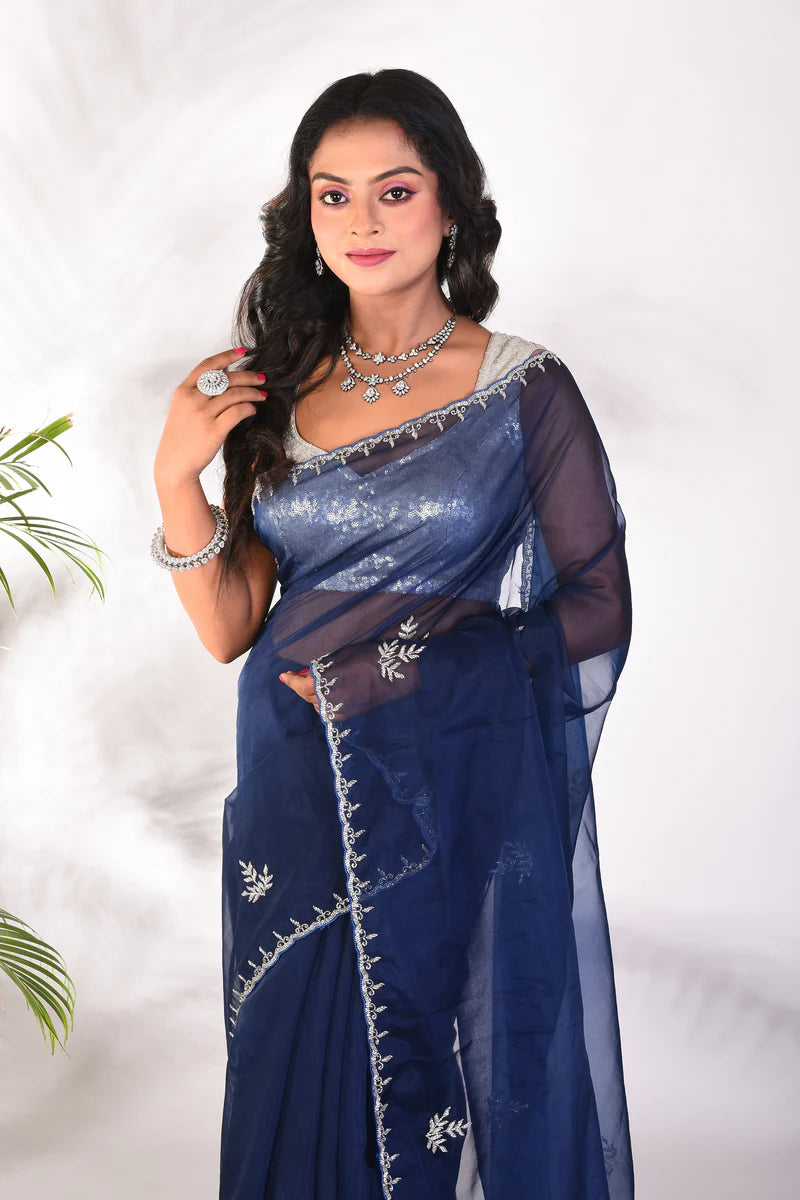 Fancy Navy Blue Jimmy Choo Saree - Keya Seth Exclusive