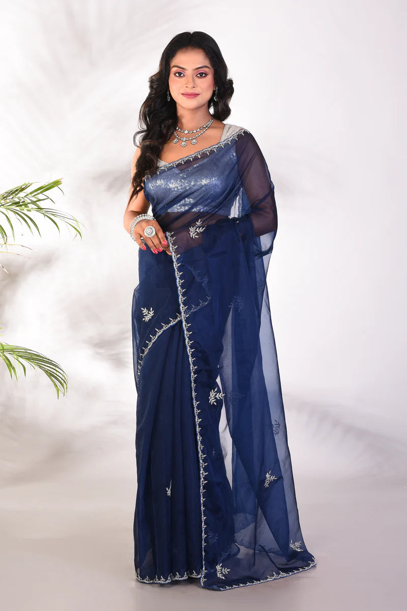 Fancy Navy Blue Jimmy Choo Saree - Keya Seth Exclusive