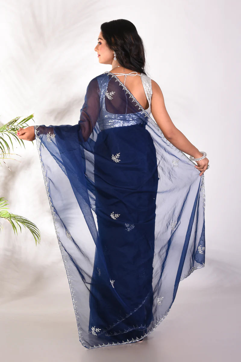 Fancy Navy Blue Jimmy Choo Saree - Keya Seth Exclusive