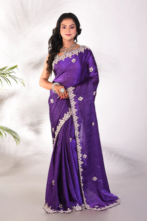 Fancy Purple Satin Silk Saree - Keya Seth Exclusive