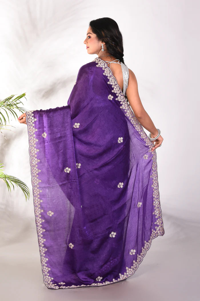 Fancy Purple Satin Silk Saree - Keya Seth Exclusive