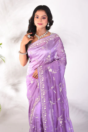 Fancy Purple Satin Silk Saree - Keya Seth Exclusive