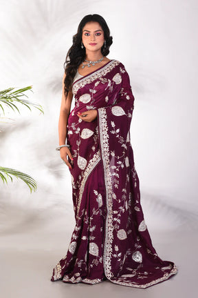 Fancy Wine Jimmy Choo Saree - Keya Seth Exclusive