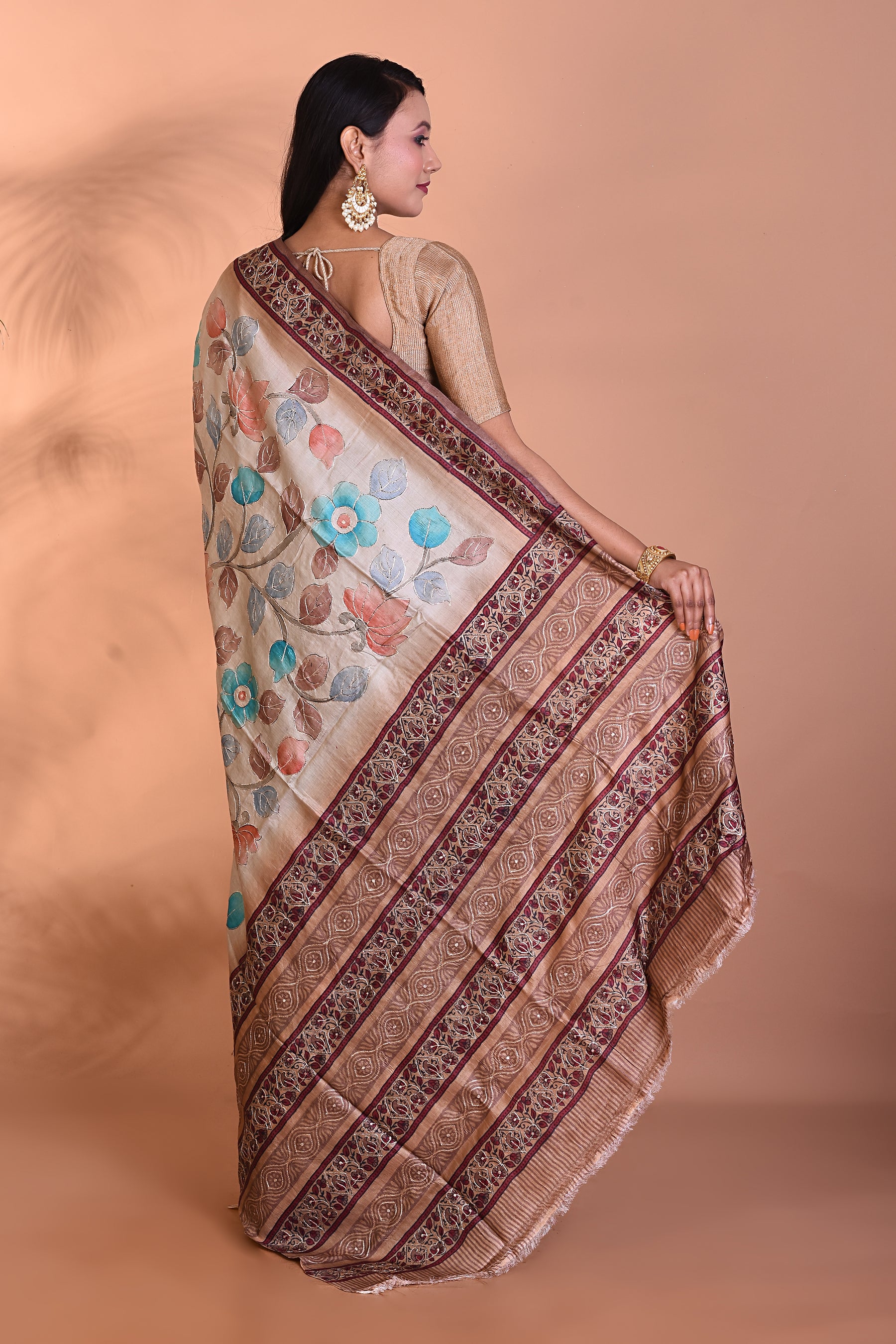 Grey Pure Tussar Silk Saree - Keya Seth Exclusive