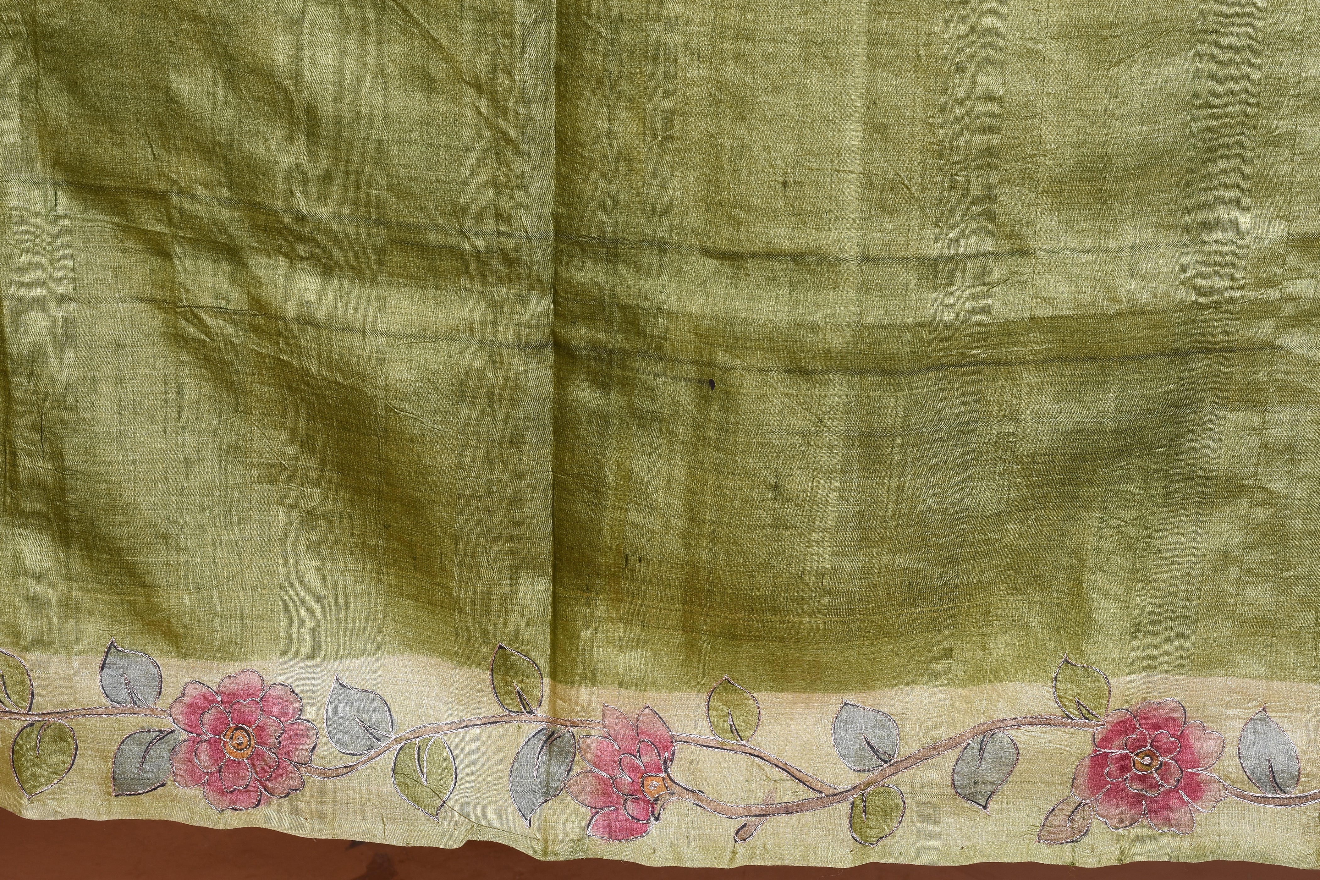 Pure Green Tussar Silk Saree - Keya Seth Exclusive